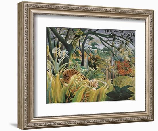 Tiger in a Tropical Storm (Surprised!)-Henri Rousseau-Framed Premium Giclee Print