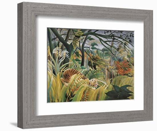 Tiger in a Tropical Storm (Surprised!)-Henri Rousseau-Framed Premium Giclee Print