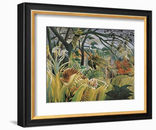 Tiger in a Tropical Storm (Surprised!)-Henri Rousseau-Framed Premium Giclee Print