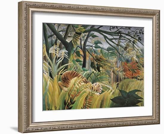 Tiger in a Tropical Storm (Surprised!)-Henri Rousseau-Framed Art Print