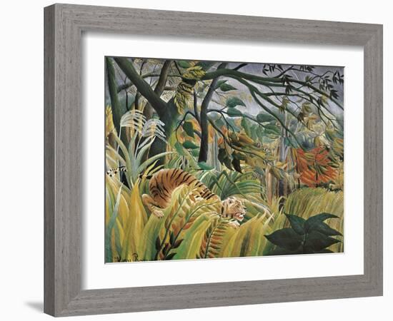 Tiger in a Tropical Storm (Surprised!)-Henri Rousseau-Framed Art Print