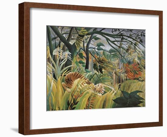 Tiger in a Tropical Storm (Surprised!)-Henri Rousseau-Framed Art Print