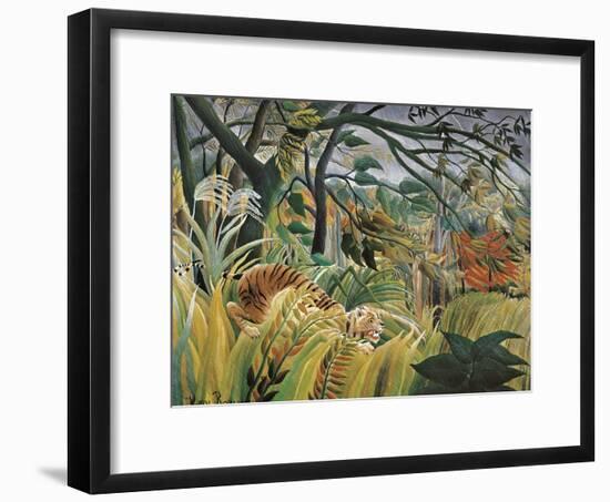 Tiger in a Tropical Storm (Surprised!)-Henri Rousseau-Framed Art Print