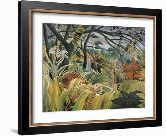 Tiger in a Tropical Storm (Surprised!)-Henri Rousseau-Framed Art Print