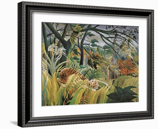 Tiger in a Tropical Storm (Surprised!)-Henri Rousseau-Framed Art Print