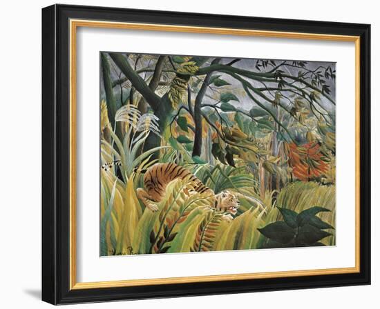 Tiger in a Tropical Storm (Surprised!)-Henri Rousseau-Framed Art Print