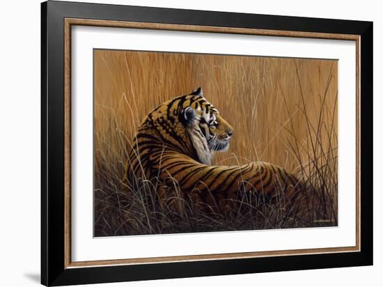 Tiger in Grass-Harro Maass-Framed Giclee Print