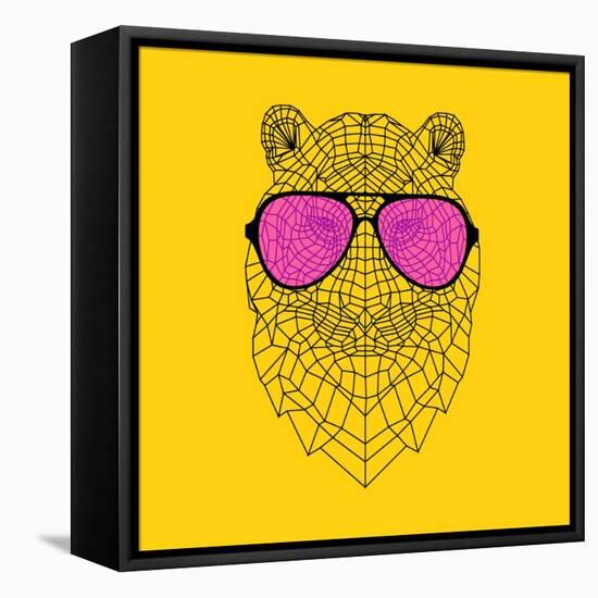Tiger in Pink Glasses-Lisa Kroll-Framed Stretched Canvas