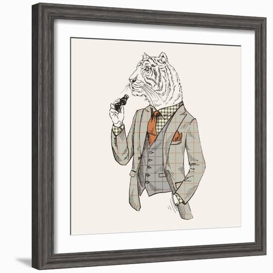 Tiger in Suit-null-Framed Art Print