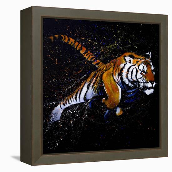 Tiger Jumping-null-Framed Stretched Canvas