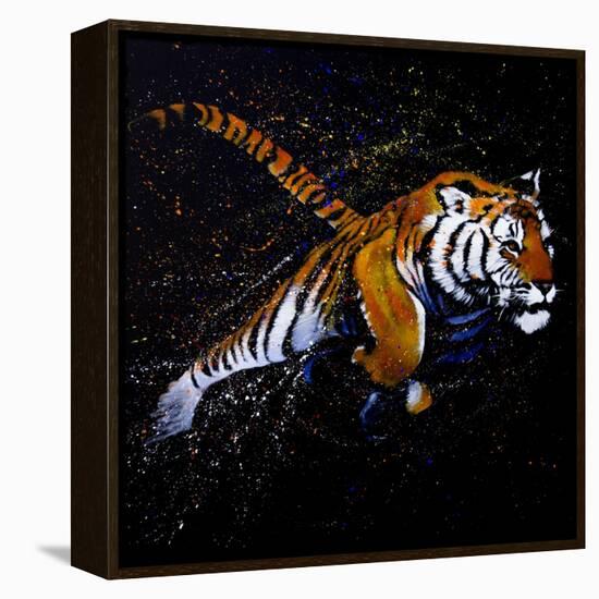 Tiger Jumping-null-Framed Stretched Canvas