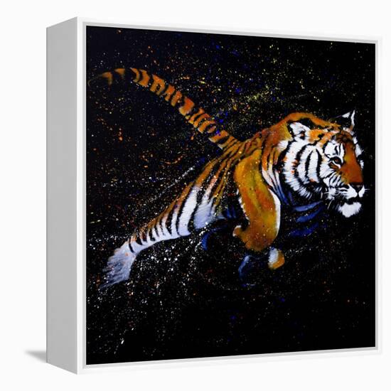 Tiger Jumping-null-Framed Stretched Canvas