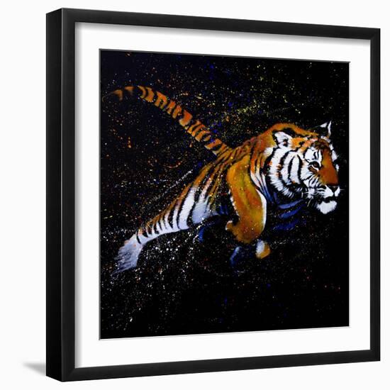 Tiger Jumping-null-Framed Art Print