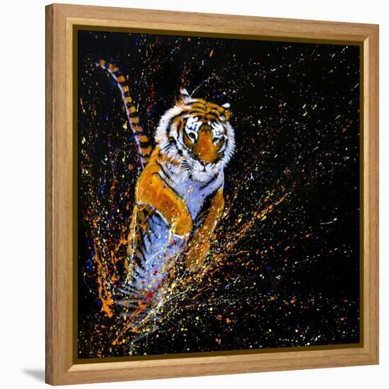 Tiger Leaping-null-Framed Stretched Canvas