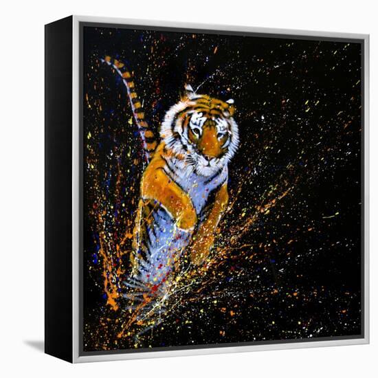 Tiger Leaping-null-Framed Stretched Canvas