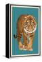 Tiger - Letterpress-Lantern Press-Framed Stretched Canvas