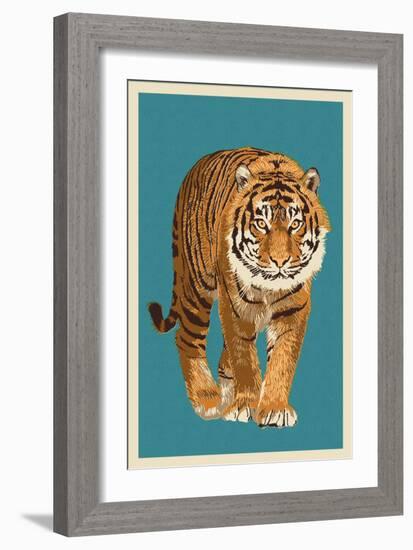 Tiger - Letterpress-Lantern Press-Framed Premium Giclee Print