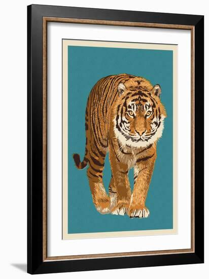 Tiger - Letterpress-Lantern Press-Framed Premium Giclee Print