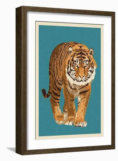 Tiger - Letterpress-Lantern Press-Framed Art Print