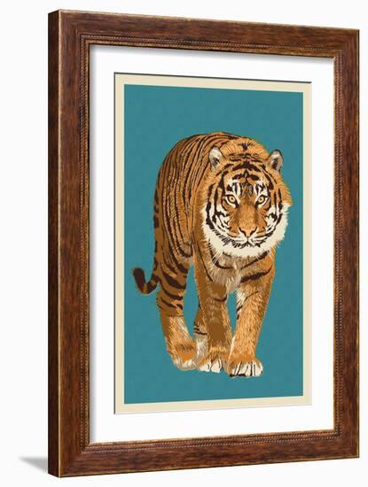 Tiger - Letterpress-Lantern Press-Framed Art Print