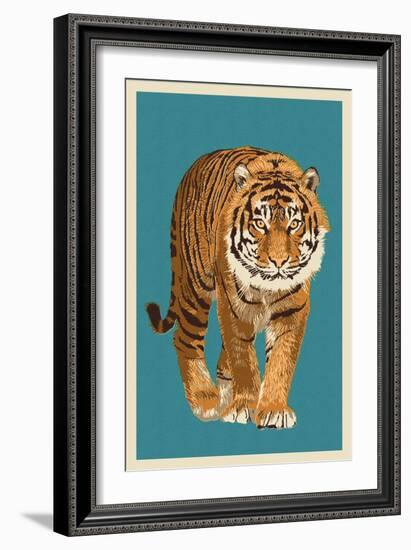 Tiger - Letterpress-Lantern Press-Framed Art Print