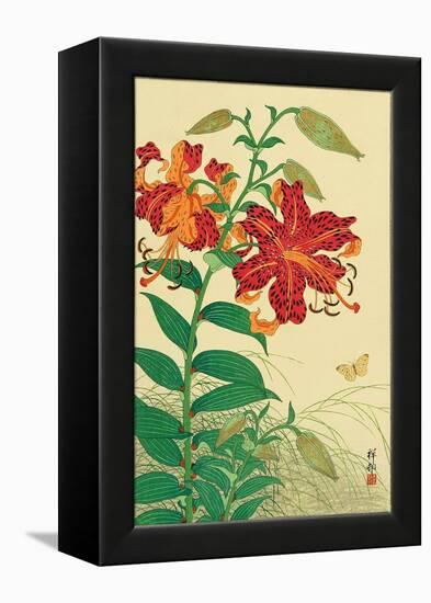 Tiger Lilies and Butterfly-Koson Ohara-Framed Premier Image Canvas