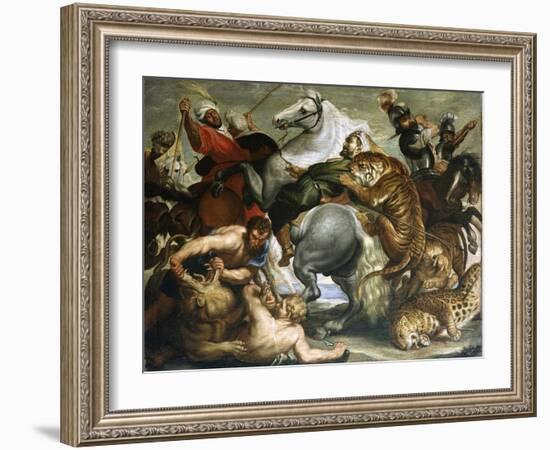 Tiger, Lion and Leopard Hunt, 1616-Peter Paul Rubens-Framed Giclee Print