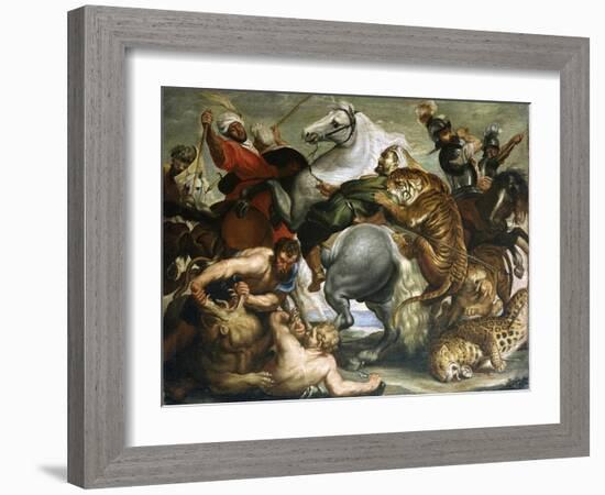 Tiger, Lion and Leopard Hunt, 1616-Peter Paul Rubens-Framed Giclee Print