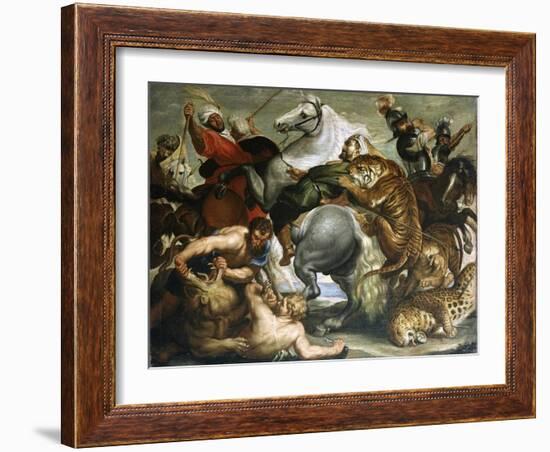 Tiger, Lion and Leopard Hunt, 1616-Peter Paul Rubens-Framed Giclee Print