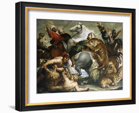 Tiger, Lion and Leopard Hunt, 1616-Peter Paul Rubens-Framed Giclee Print