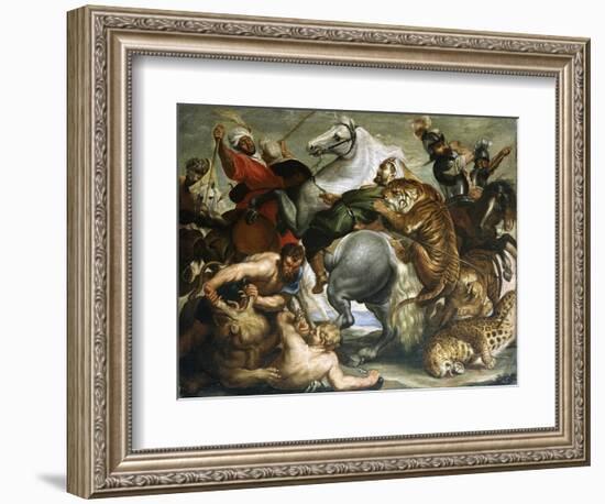 Tiger, Lion and Leopard Hunt, 1616-Peter Paul Rubens-Framed Giclee Print