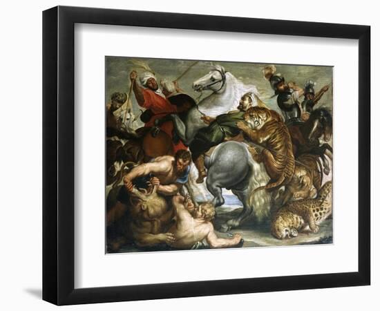 Tiger, Lion and Leopard Hunt, 1616-Peter Paul Rubens-Framed Giclee Print