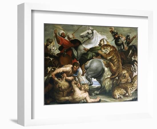 Tiger, Lion and Leopard Hunt, 1616-Peter Paul Rubens-Framed Giclee Print