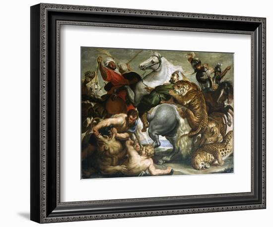 Tiger, Lion and Leopard Hunt, 1616-Peter Paul Rubens-Framed Giclee Print