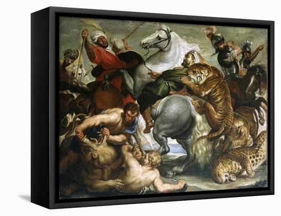 Tiger, Lion and Leopard Hunt, 1616-Peter Paul Rubens-Framed Premier Image Canvas