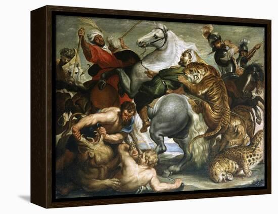 Tiger, Lion and Leopard Hunt, 1616-Peter Paul Rubens-Framed Premier Image Canvas