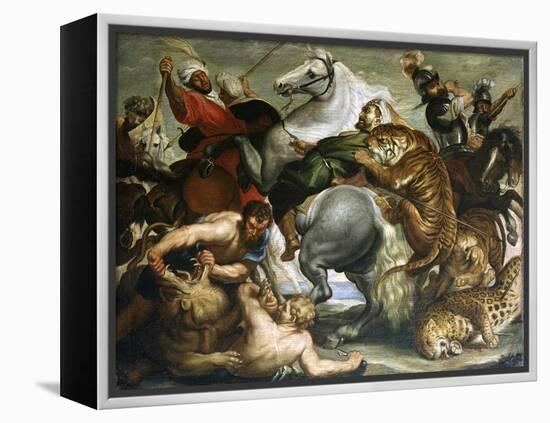 Tiger, Lion and Leopard Hunt, 1616-Peter Paul Rubens-Framed Premier Image Canvas