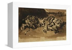 Tiger Lying Down; Tigre Couche, 1858-Eugene Delacroix-Framed Premier Image Canvas
