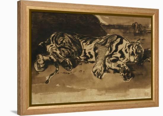 Tiger Lying Down; Tigre Couche, 1858-Eugene Delacroix-Framed Premier Image Canvas