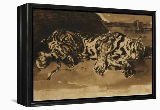 Tiger Lying Down; Tigre Couche, 1858-Eugene Delacroix-Framed Premier Image Canvas