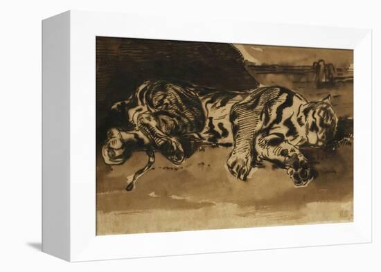 Tiger Lying Down; Tigre Couche, 1858-Eugene Delacroix-Framed Premier Image Canvas