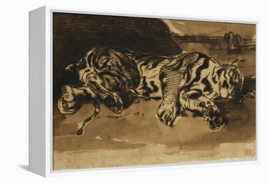 Tiger Lying Down; Tigre Couche, 1858-Eugene Delacroix-Framed Premier Image Canvas