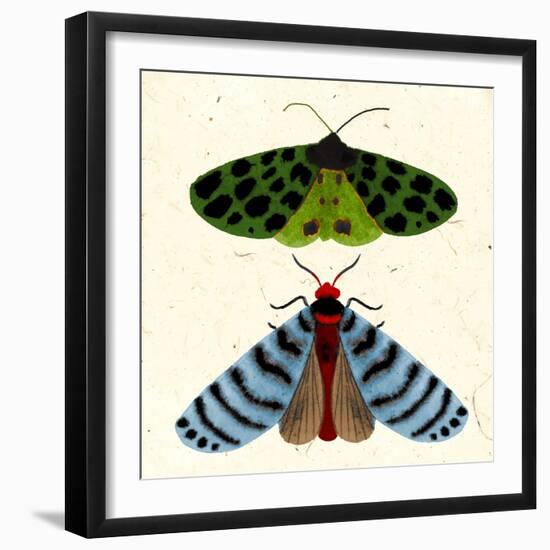 Tiger Moth Blue Moth, 2023 (Watercolour & Mixed Media)-Jenny Frean-Framed Giclee Print