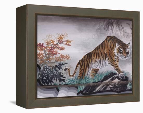 Tiger Painting on Outdoor Corridors, Zhongshan Park, Beijing, China-Adam Jones-Framed Premier Image Canvas