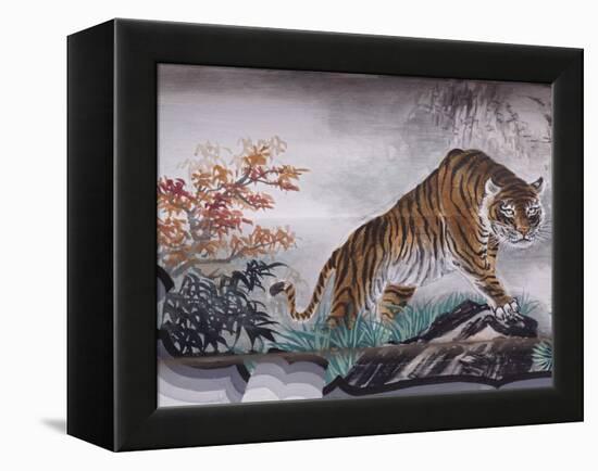 Tiger Painting on Outdoor Corridors, Zhongshan Park, Beijing, China-Adam Jones-Framed Premier Image Canvas