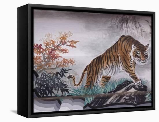 Tiger Painting on Outdoor Corridors, Zhongshan Park, Beijing, China-Adam Jones-Framed Premier Image Canvas