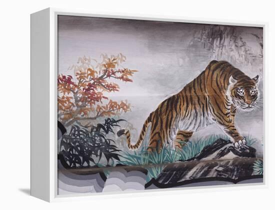 Tiger Painting on Outdoor Corridors, Zhongshan Park, Beijing, China-Adam Jones-Framed Premier Image Canvas