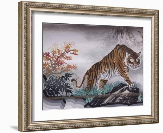 Tiger Painting on Outdoor Corridors, Zhongshan Park, Beijing, China-Adam Jones-Framed Photographic Print