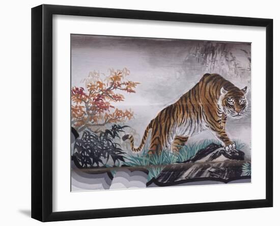 Tiger Painting on Outdoor Corridors, Zhongshan Park, Beijing, China-Adam Jones-Framed Photographic Print