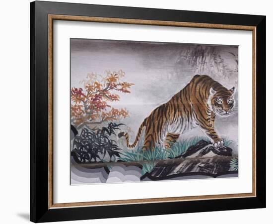 Tiger Painting on Outdoor Corridors, Zhongshan Park, Beijing, China-Adam Jones-Framed Photographic Print